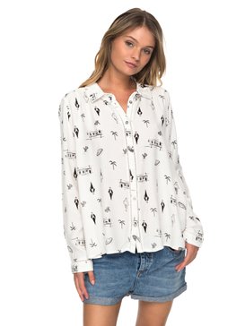 roxy, Romantic Path Long Sleeve Shirt, MARSHMALLOW SOMBRERO (wbt9) ROMANTIC PATH ERJWT03179