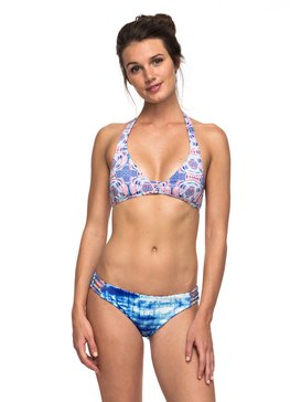 roxy, Strappy Love - Maillot de bain deux pièces triangle, MARSHMALLOW LAND OF TEHOTIHUAC (wbt6) Strappy Love - Halter Bikini Set ERJX203168
