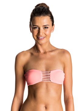 roxy, Strappy Love - Parte de arriba de bikini palabra de honor reversible, LADY PINK (mje0) Strappy Love - Reversible Bandeau Bikini Top ERJX303372