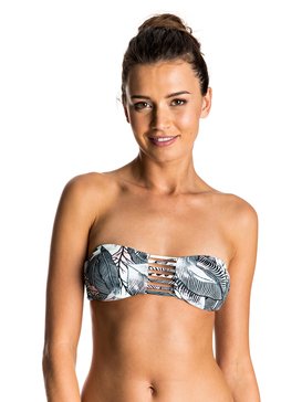roxy, Strappy Love - Parte de arriba de bikini palabra de honor reversible, MARSHMALLOW READY MADE (wbt7) Strappy Love - Reversible Bandeau Bikini Top ERJX303381