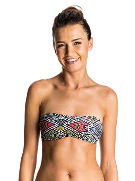roxy, Poetic Mexic' - Parte de arriba de bikini palabra de honor con tirantes cruzados atrás, REGATA SOARING EYES (bla6) Poetic Mexic' - Strappy Bandeau Bikini Top ERJX303385