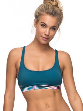 roxy, Sand To Sea - Parte de arriba de bikini de estilo deportivo, BLUE CORAL (brs0) Sand To Sea - Athletic Bikini Top ERJX303485