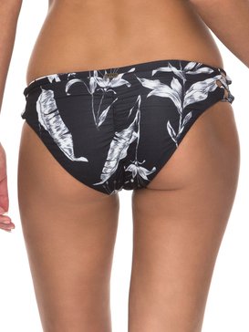 roxy, Strappy Love - Reversible 70's Lace-Up Bikini Bottoms, ANTHRACITE LOVE LETTER (kvj8) Strappy Love - Reversible 70's Lace-Up Bikini Bottoms ERJX403481
