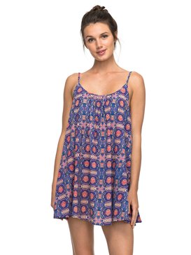 roxy, Windy Fly Away - Vestido de playa de tirantes cruzados en la espalda, ROYAL BLUE LAND OF TEHOTIHUACA (pqf6) Windy Fly Away - Strappy Beach Dress ERJX603068