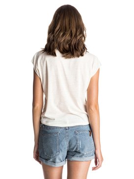 roxy, White Tattoo Tropical Landscape - T-shirt à petites manches, SAND PIPER (wcd0) White Tattoo Tropical Landscape - Cap Sleeve T-Shirt ERJZT03388