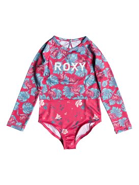 roxy, ROXY Mermaid - Surf tee de manga larga de una sola pieza UPF 50, ROUGE RED ABYSSAL TROPICAL (mlj6) ROXY Mermaid - Long Sleeve One-Piece UPF 50 Rashguard ERLWR03067