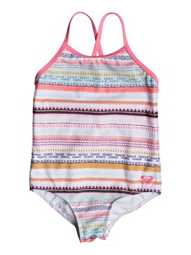 roxy, Girls 2-6 Little Indi One Piece Swimsuit, BRIGHT WHITE LIVIN DREAM STRIP (wbb3) LITTLE INDI ONE PIECE ERLX103020