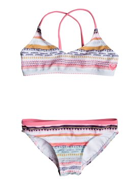 roxy, Girls 2-6 Little Indi Tri Athletic Bikini Set, BRIGHT WHITE LIVIN DREAM STRIP (wbb3) LITTLE INDI ATHLETIC TRI SET ERLX203040