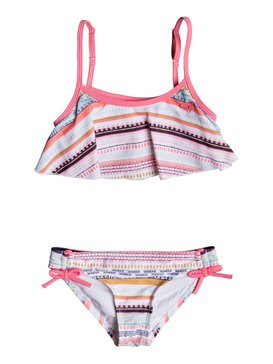 roxy, Girls 2-6 Little Indi Flutter Bikini Set, BRIGHT WHITE LIVIN DREAM STRIP (wbb3) LITTLE INDI FLUTTER SET ERLX203043