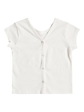 roxy, Girls 2-6 Tortilla Biscuit Palmier Papier Button Back Tee, WHITE (wbb0) TORTILLA BISCUIT PALMIER PAPIE ERLZT03105