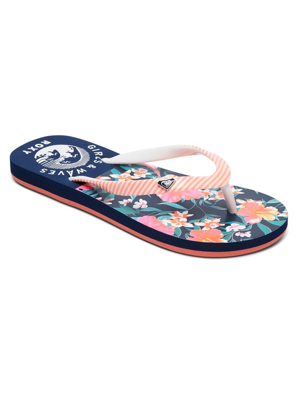 roxy, Girls 7-14 Pebbles Flip Flops, VINTAGE INDIGO (vgo) 0 Girls 7-14 Pebbles Flip Flops Blue ARGL100031 Roxy