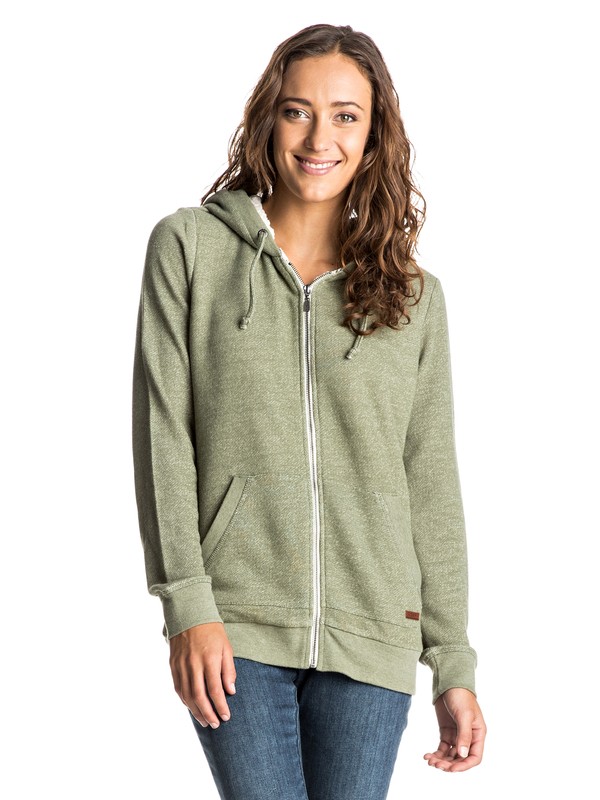 roxy, Beauty Stardust Sherpa Zip Hoodie, OLIVINE (gnr0) 0 Beauty Stardust Sherpa Zip Hoodie Green ARJFT03451 Roxy