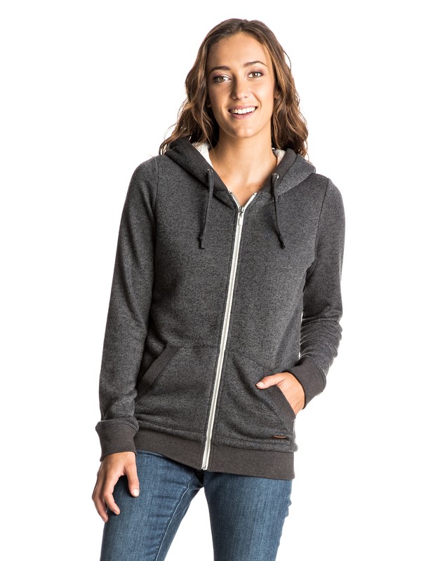 roxy, Beauty Stardust Sherpa Zip Hoodie, TRUE BLACK (kvj0) 0 Beauty Stardust Sherpa Zip Hoodie Black ARJFT03451 Roxy