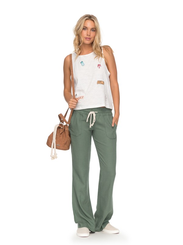 roxy, Oceanside Beach Pants, OLIVE (glw0) 0 Oceanside Beach Pants Green ARJNP03006 Roxy