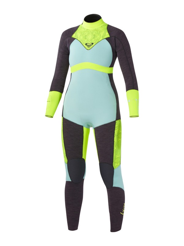 roxy, XY 3/2mm Back Zip Wetsuit, HEATHER GRAPHITE/BLUE/LEMON (xkby) 0 XY 3/2mm Back Zip Wetsuit Blue ARJW103001 Roxy