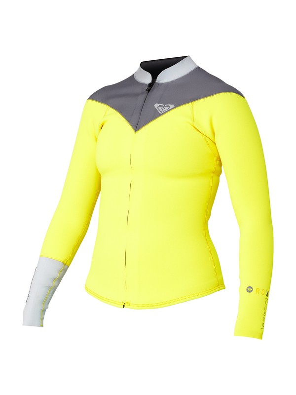 roxy, 2mm XY Front Zip Jacket, DEEP GREY / GRAPHITE / YELLOW (xksy) 0 2mm XY Front Zip Jacket ARJW800013 Roxy