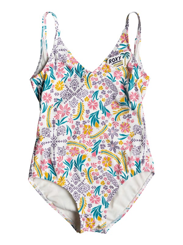 roxy, Girls 7-14 California Diary One Piece Swimsuit, MARSHMALLOW FLOWER POWER (wbt6) 0 Girls 7-14 California Diary One Piece Swimsuit White ERGX103020 Roxy