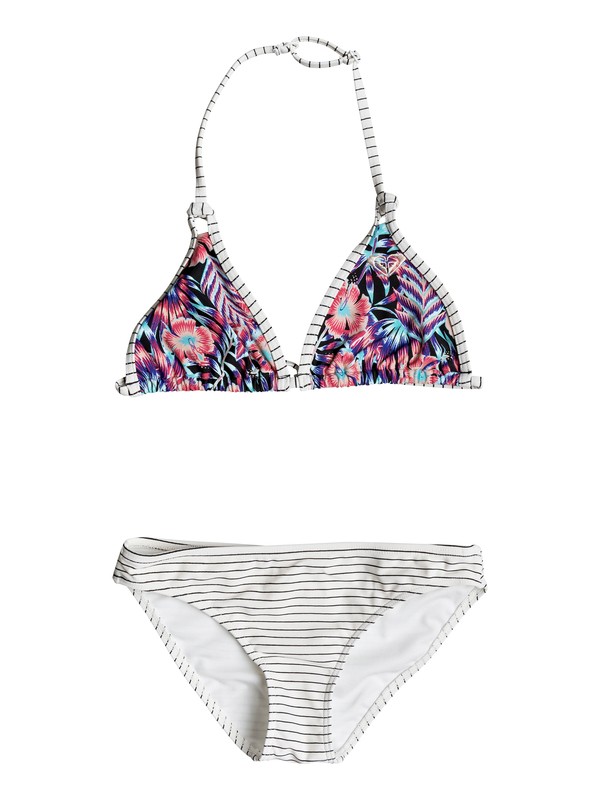 roxy, Surfing Miami - Tiki Tri Bikini Set, ANTHRACITE TROPICAL DREAM (kvj9) 0 Surfing Miami - Tiki Tri Bikini Set Schwarz ERGX203121 Roxy