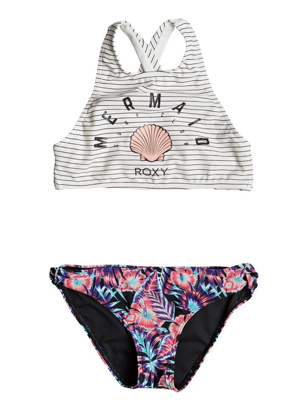 roxy, Surfing Miami - Crop Top Bikini Set, MARSHMALLOW BASIC STRIPE 2 (wbt1) 0 Surfing Miami - Crop Top Bikini Set Weiss ERGX203122 Roxy