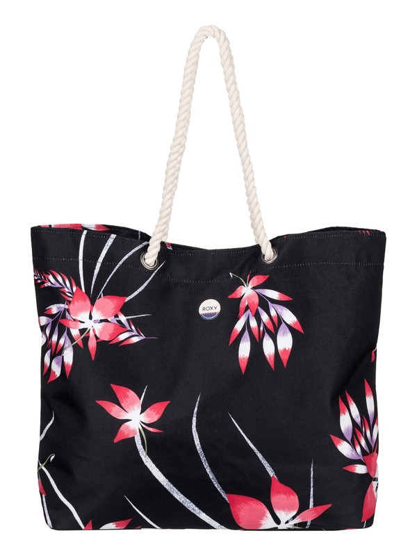 roxy, Printed Tropical Vibe - Sac de plage imprimé, ANTHRACITE MISTERY FLORAL (kvj6) 0 Printed Tropical Vibe - Sac de plage imprimé Noir ERJBT03049 Roxy