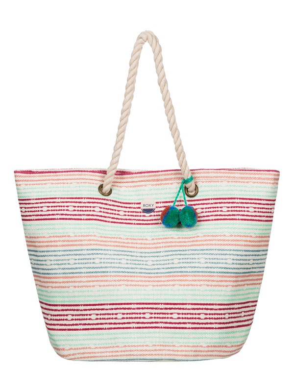 roxy, Sun Seeker - Sac de plage en paille, OLMEQUE STRIPE COMBO MARSHMALL (wbt3) 0 Sun Seeker - Sac de plage en paille Blanc ERJBT03050 Roxy