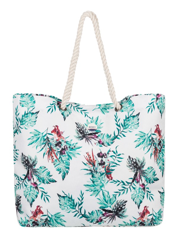 roxy, Tropical Vibe Beach Bag, MARSHMALLOW CARIBAN FLOWERS (wbt6) 0 Tropical Vibe Beach Bag ERJBT03063 Roxy