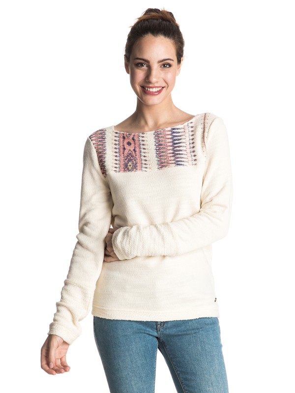 roxy, Soul Feeling Pullover Sweatshirt, PRISTINE (wza0) 0 Soul Feeling Pullover Sweatshirt White ERJFT03365 Roxy