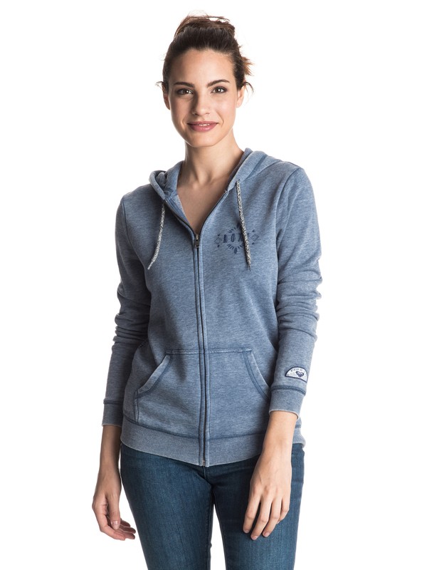 roxy, Groovy Palm C Zip Hoodie, TRUE NAVY (bpz0) 0 Groovy Palm C Zip Hoodie Blue ERJFT03420 Roxy