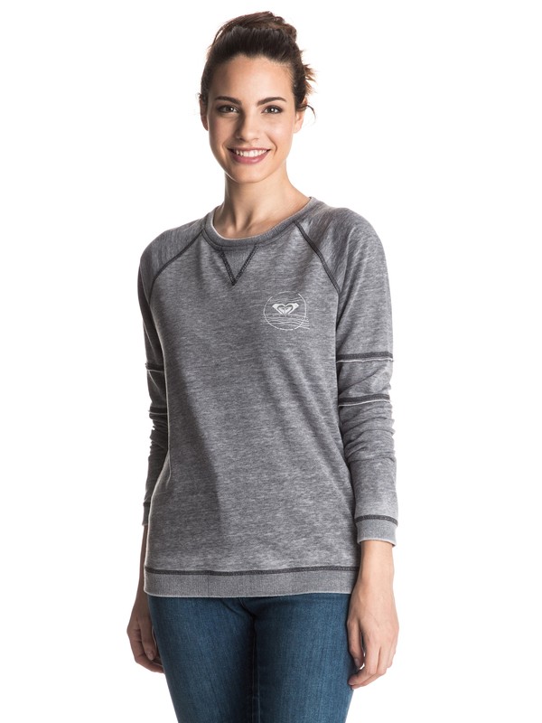 roxy, Crazy Wild Pullover Sweatshirt, CHARCOAL HEATHER (kpgh) 0 Crazy Wild Pullover Sweatshirt Grey ERJFT03433 Roxy