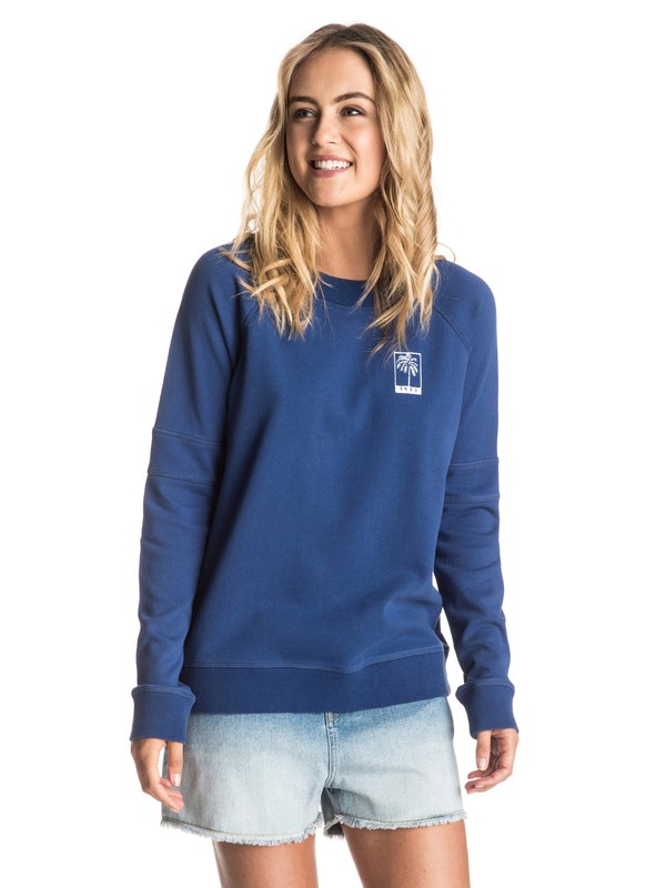 roxy, Hollow Dance B Pullover Sweatshirt, BLUE DEPTHS (bta0) 0 Hollow Dance B Pullover Sweatshirt Blue ERJFT03466 Roxy