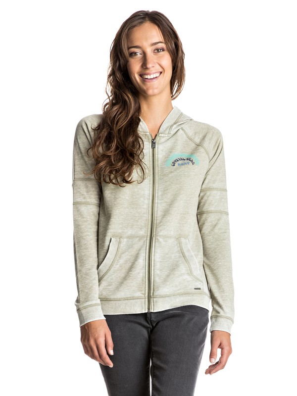 roxy, Dip Out A Zip Hoodie, OIL GREEN (gld0) 0 Dip Out A Zip Hoodie Green ERJFT03468 Roxy