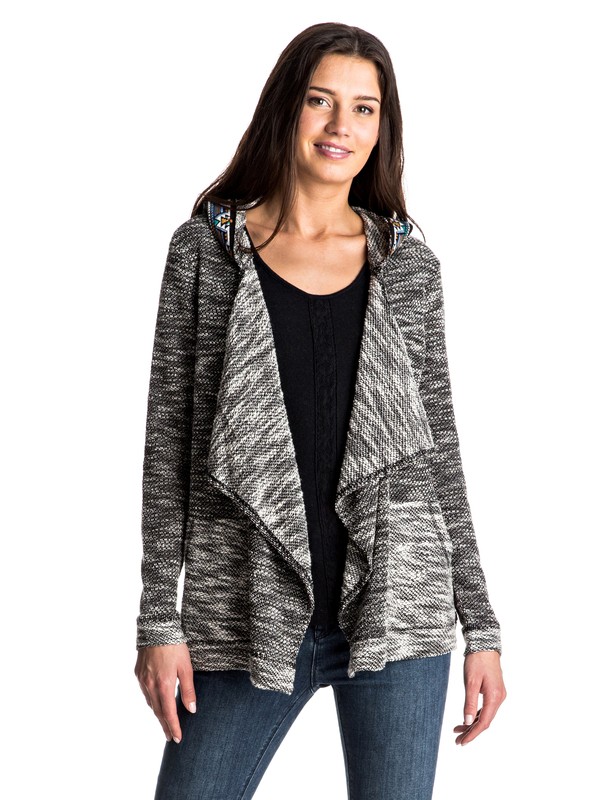 roxy, Cross Stepped Hooded Sweatshirt, CHARCOAL HEATHER (kpgh) 0 Cross Stepped Hooded Sweatshirt Grey ERJFT03479 Roxy