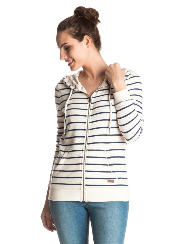 roxy, Signature Stripe Zip Hoodie, MARSHMALLOW SIGNATURE (wbt4) 0 Signature Stripe Zip Hoodie White ERJFT03487 Roxy
