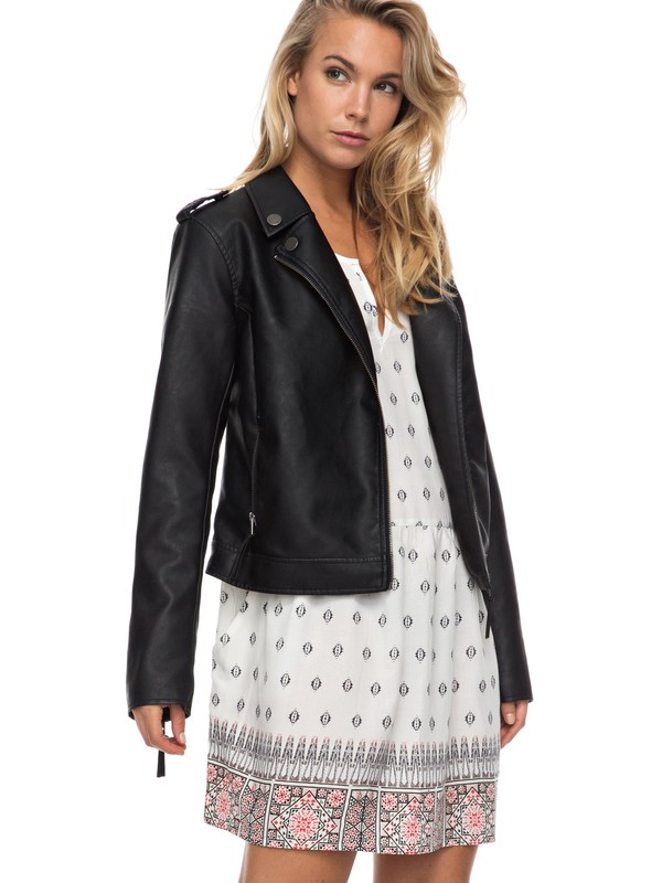 roxy, Midnight Ride - Kunstleder Bikerjacke, ANTHRACITE (kvj0) 0 Midnight Ride - Kunstleder Bikerjacke ERJJK03178 Roxy