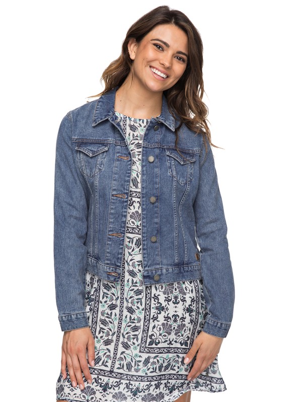 roxy, Pretty Buoy Denim Jacket, MEDIUM BLUE (blc0) 0 Pretty Buoy Denim Jacket Blue ERJJK03214 Roxy