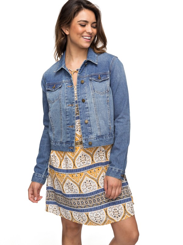 roxy, Hello Spring - Denim Jacket, LIGHT BLUE (bfn0) 0 Hello Spring - Denim Jacket Blue ERJJK03226 Roxy