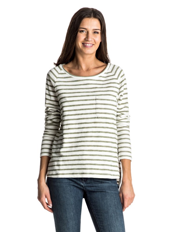 roxy, Keep Up Blues - Top De Manga Larga, OIL GREEN FRIDAY STRIPE (gld3) 0 Keep Up Blues - Top De Manga Larga Verde ERJKT03212 Roxy
