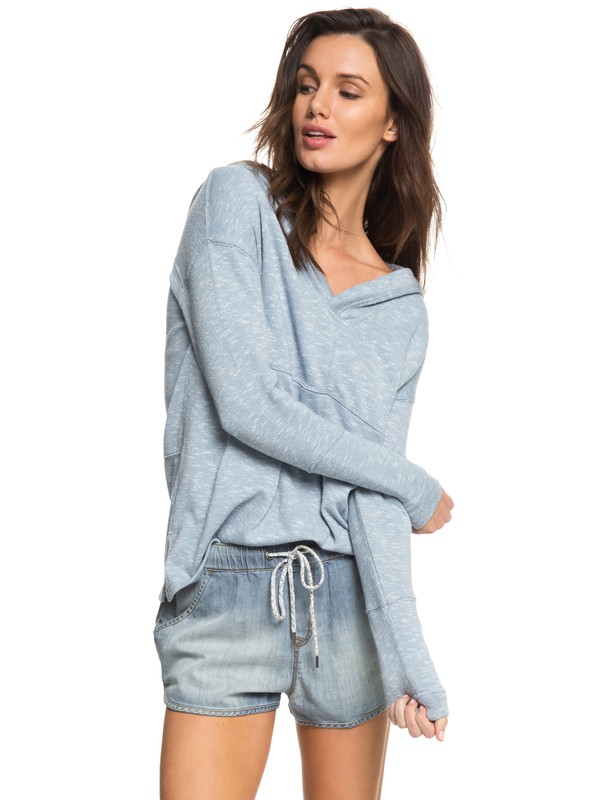 roxy, Sunset Surfside - Hooded Poncho Sweatshirt, BLUE SHADOW (bkq0) 0 Sunset Surfside - Hooded Poncho Sweatshirt Blue ERJKT03367 Roxy