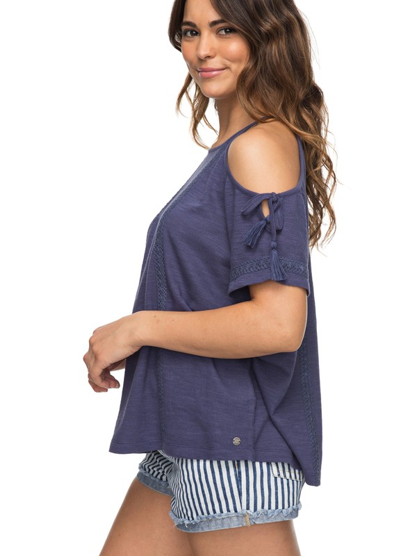 roxy, Hills Of Love Cold Shoulder Top, CROWN BLUE (bqy0) 0 Hills Of Love Cold Shoulder Top Blue ERJKT03427 Roxy
