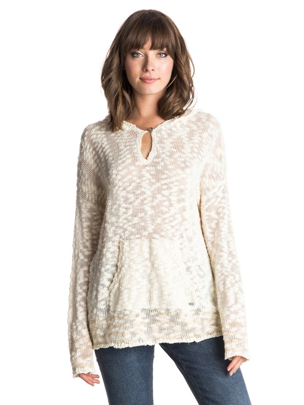 roxy, Border Field Hooded Sweater, SAND PIPER (wcd0) 0 Border Field Hooded Sweater White ERJSW03111 Roxy