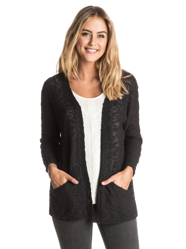 roxy, Move On Up - Open-Front Cardigan, ANTHRACITE (kvj0) 0 Move On Up - Open-Front Cardigan Black ERJSW03164 Roxy