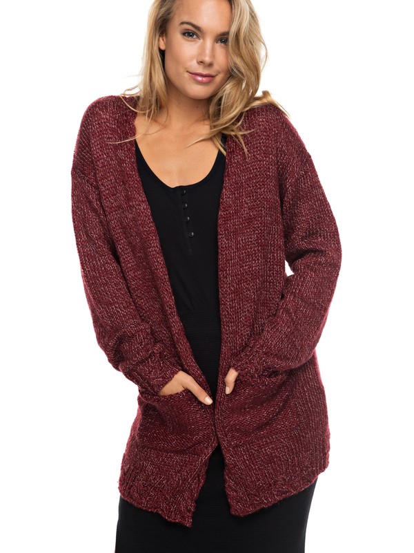 roxy, Time Break - Cardigan, SYRAH HEATHER (rzdh) 0 Time Break - Cardigan Red ERJSW03189 Roxy
