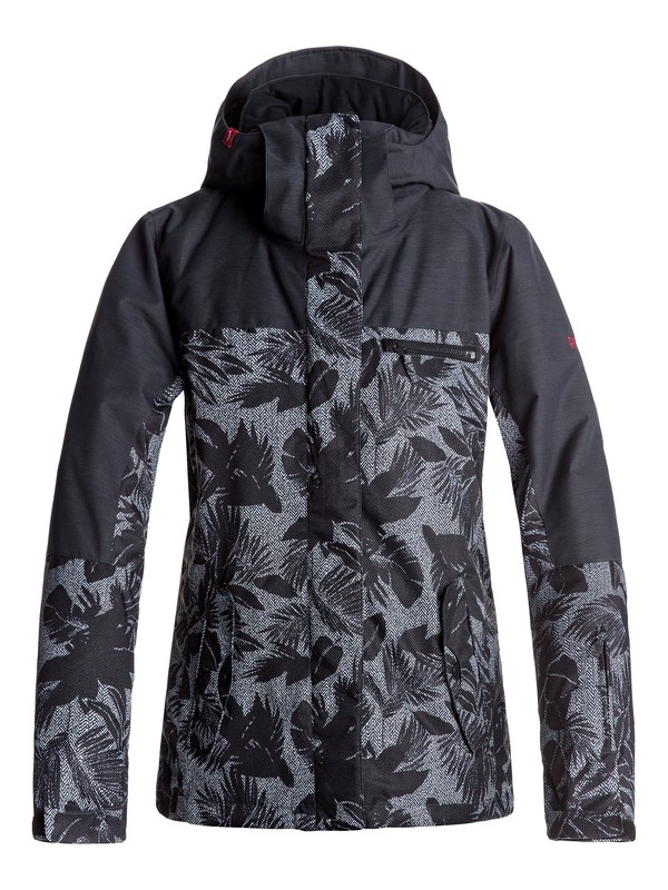 roxy, ROXY Jetty - Snow Jacket, TRUE BLACK_FLORAL HERRINGBONE (kvj6) 0 ROXY Jetty - Snow Jacket Black ERJTJ03132 Roxy