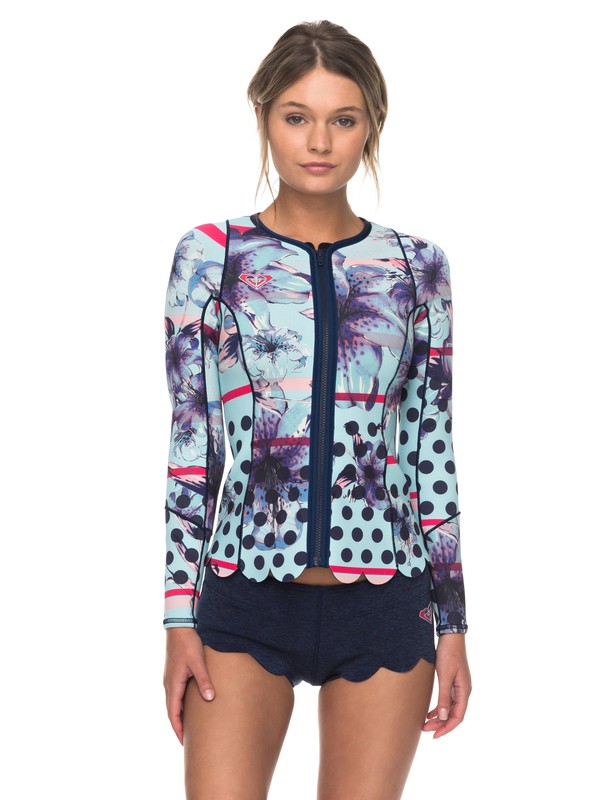 roxy, Неопреновая куртка с молнией на груди 1mm Pop Surf Scallop, NAVY (bte0) 0 Неопреновая куртка с молнией на груди 1mm Pop Surf Scallop Синий ERJW803012 Roxy