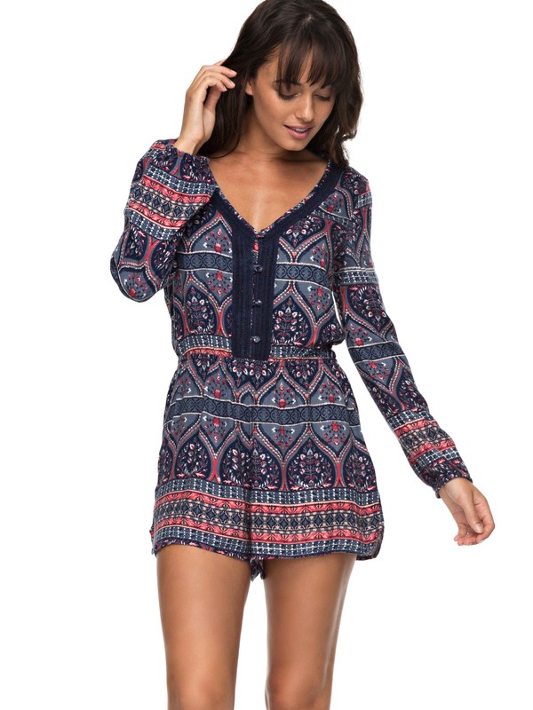 roxy, Feed The Rhythm - Long Sleeve Playsuit, CHINA BLUES NEW MAIDEN (bnd7) 0 Feed The Rhythm - Long Sleeve Playsuit Blue ERJWD03197 Roxy