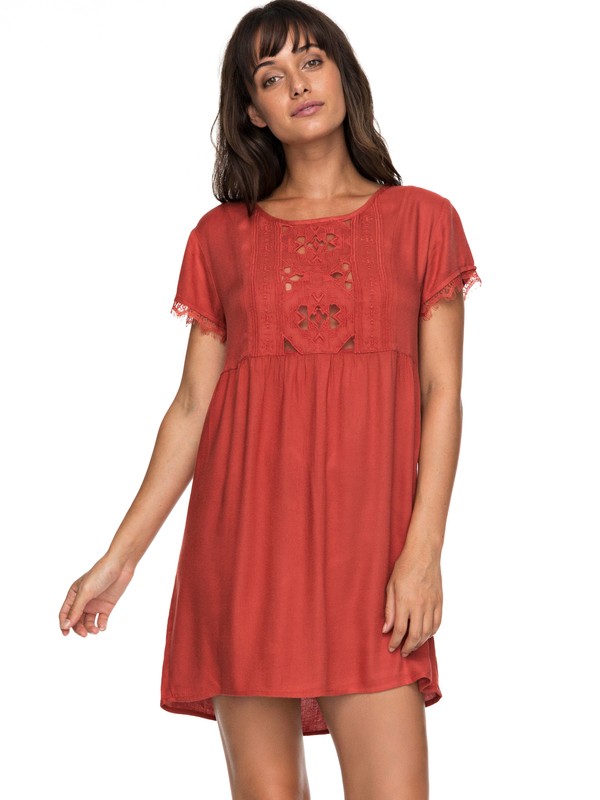 roxy, Dark To Light - Short Sleeve Dress, TANDOORI SPICE (npq0) 0 Dark To Light - Short Sleeve Dress Orange ERJWD03204 Roxy