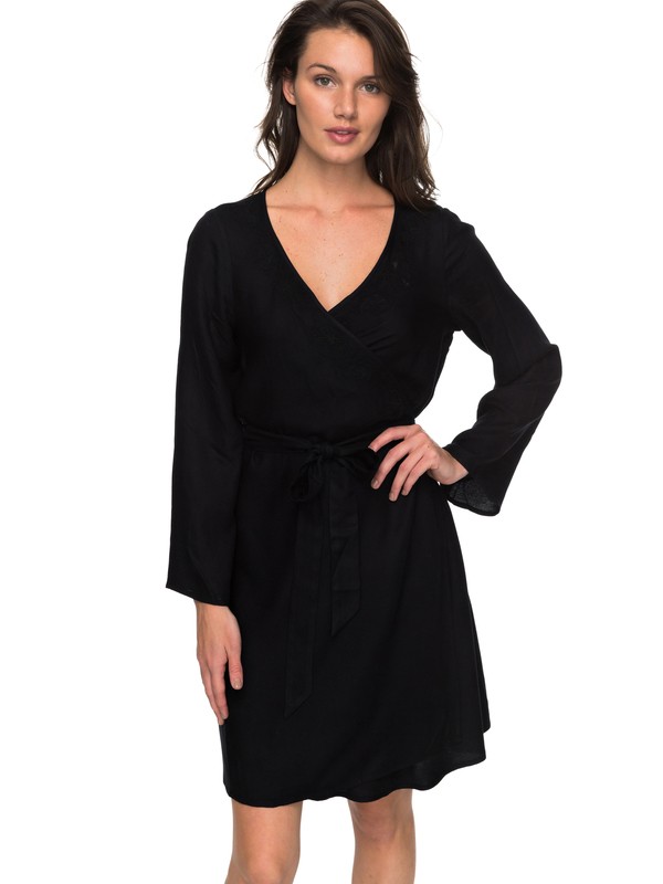 roxy, Small Hours - Robe portefeuille, ANTHRACITE (kvj0) 0 Small Hours - Robe portefeuille Noir ERJWD03213 Roxy