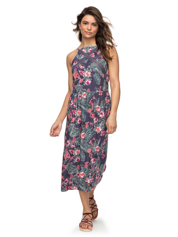 roxy, Summer Navajo Strappy Midi Dress, CROWN BLUE FLOWER GAMES (bqy6) 0 Summer Navajo Strappy Midi Dress Blue ERJWD03231 Roxy