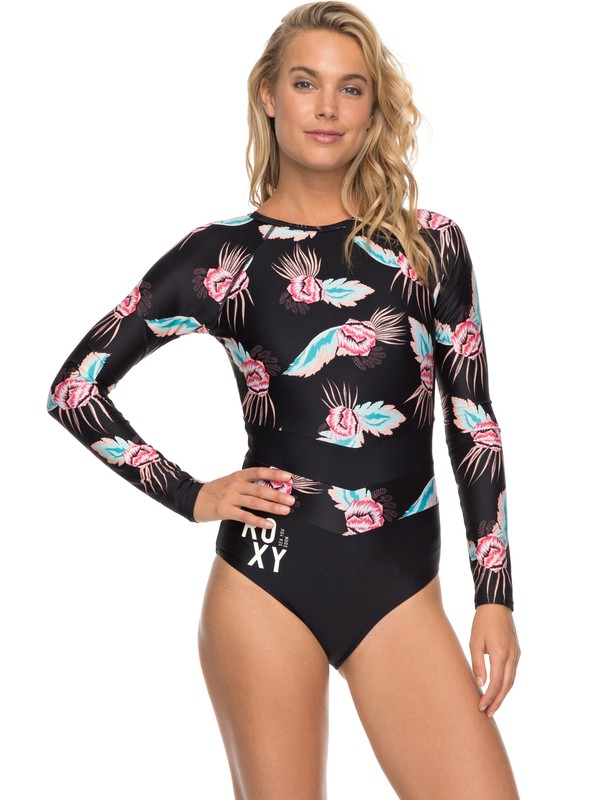 roxy, ROXY Fitness - Maillot une pièce à manches longues, ANTHRACITE MIDDLE ISLAND SMALL (kvj7) 0 ROXY Fitness - Maillot une pièce à manches longues Noir ERJWR03214 Roxy