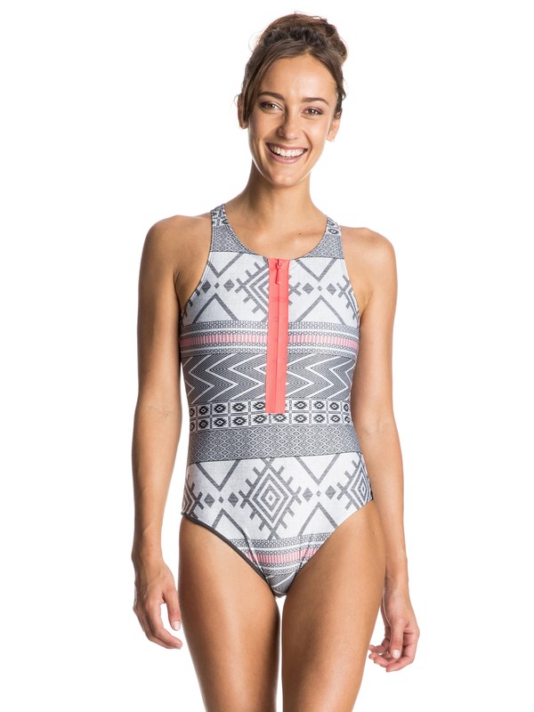 roxy, Sand To Sea One Piece Swimsuit, WINDY ROAD COMBO TRUE BLACK (kvj7) 0 Sand To Sea One Piece Swimsuit Black ERJX103037 Roxy